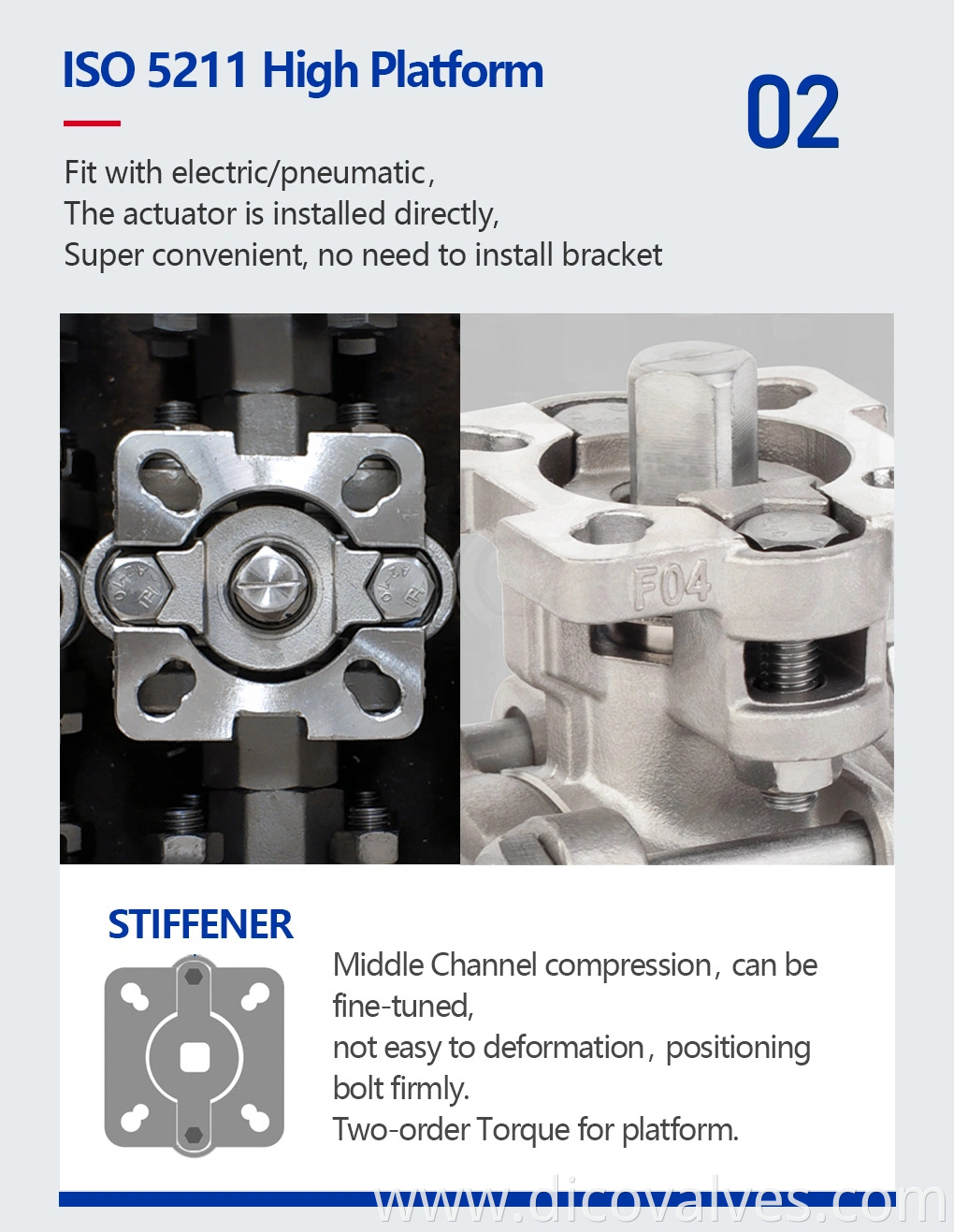 Dico Brand Ss CF8 304 Stainless Steel Flanged SS316 3PC Flanged Floating Ball Valve with Lever Operated